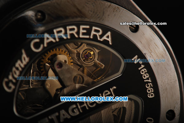 Tag Heuer Carrera Calibre 17 Swiss valjoux 7750 Automatic Movement PVD Case with Black Dial and Black Leather Strap - Click Image to Close